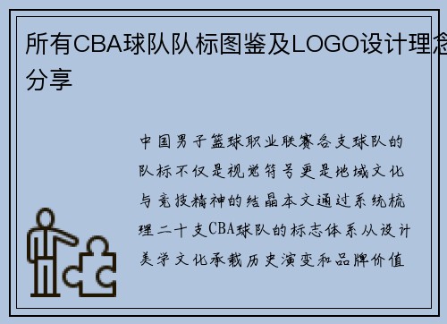 所有CBA球队队标图鉴及LOGO设计理念分享